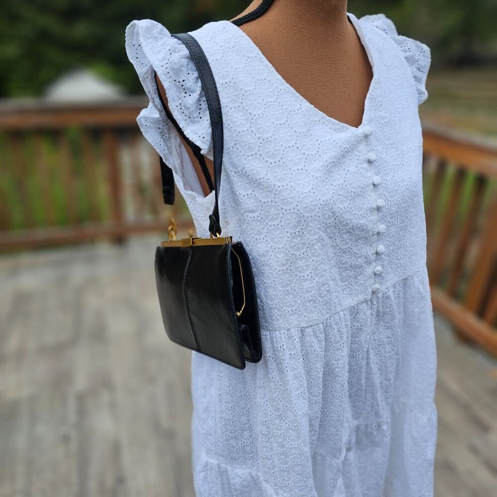 Hobo International Purse Rare Kisslock Clasp Polished Leather - Picture 2 of 11